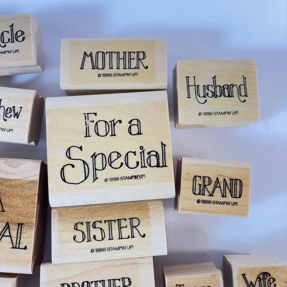 Vintage Stampin' Up Wood Rubber Stamps Family Friend Mother Father Lot 1990s